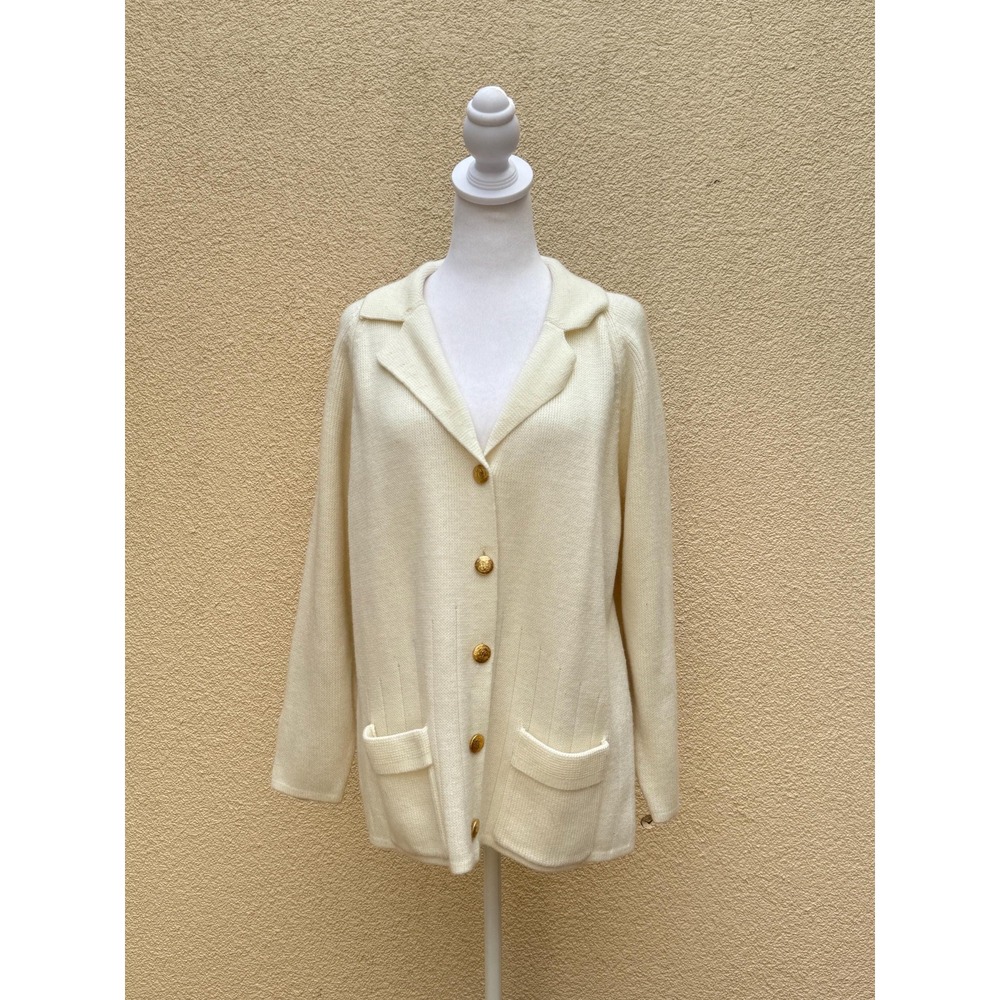 Classics II off white 100% Acrylic golden buttons sweater  cardigan